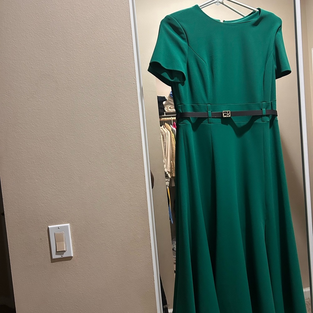 Calvin Klein Green A-Line Maxi Dress